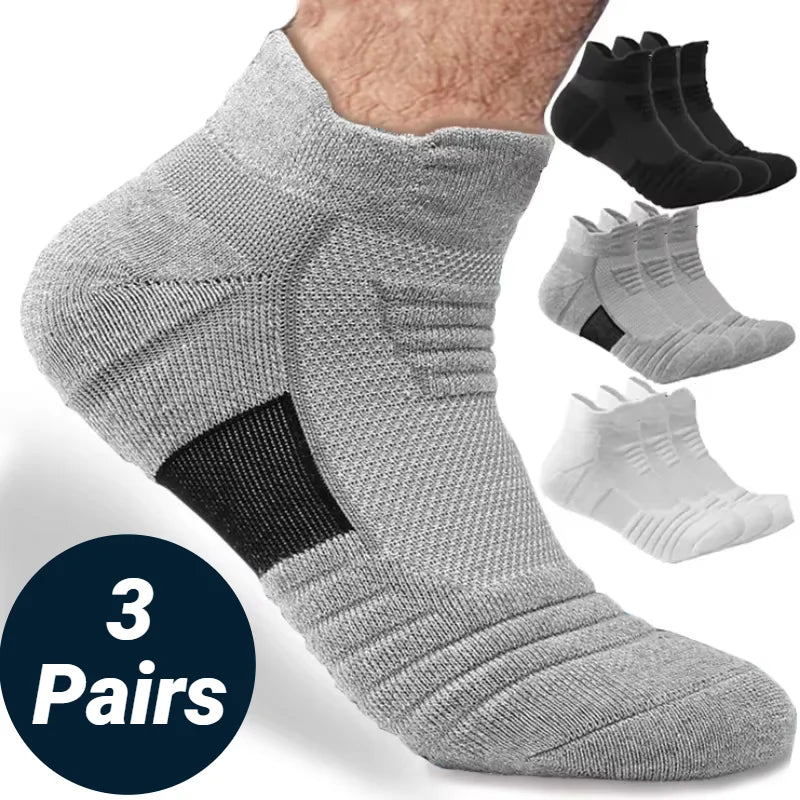 3 Pairs Anti-Slip Football Socks Men Sock Short Long Tube Soccer Basketball Sport Breathable Deodorous 39-45 Running Hiking