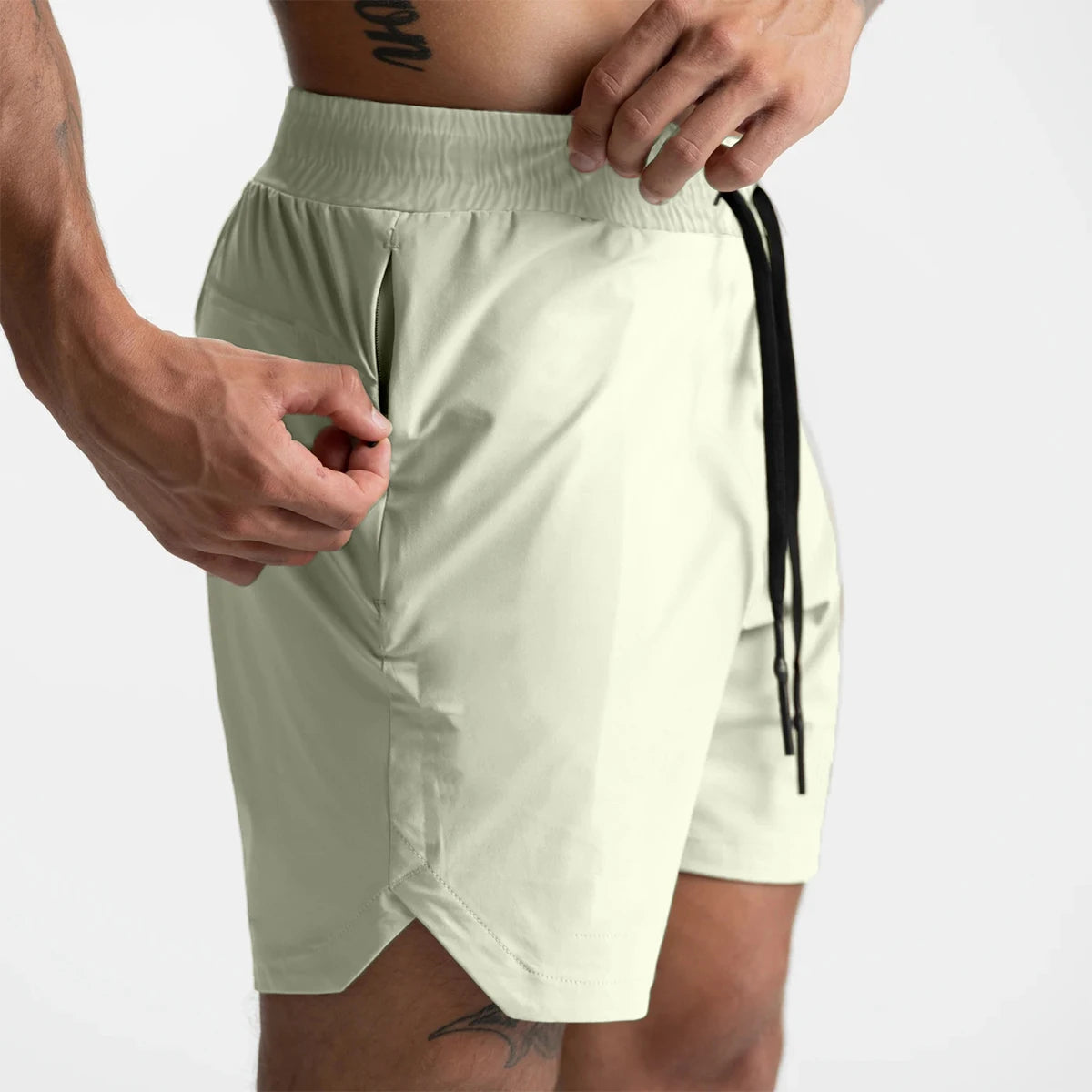 2024  Men's Running Shorts Single-Layer Woven Quick Dry Gym Solid Color Fitness Sports Casual Workout Sportswear Fifth Pants New