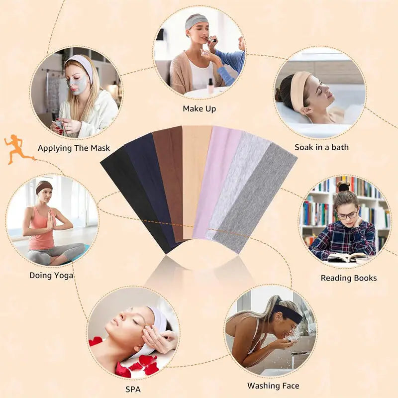 7PCS Elastic Sports Headbands For Women Stretchy Candy-Colored Hairbands Fashion Sweatbands For Fitness Yoga Running Cycling