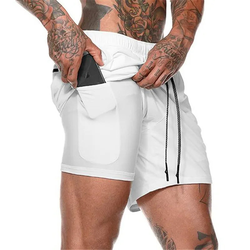 2026New Men Running Shorts Gym Sports Shorts 2 In 1 Quick Dry Workout Training Gym Fitness Jogging Short Pants Summer Men Shorts