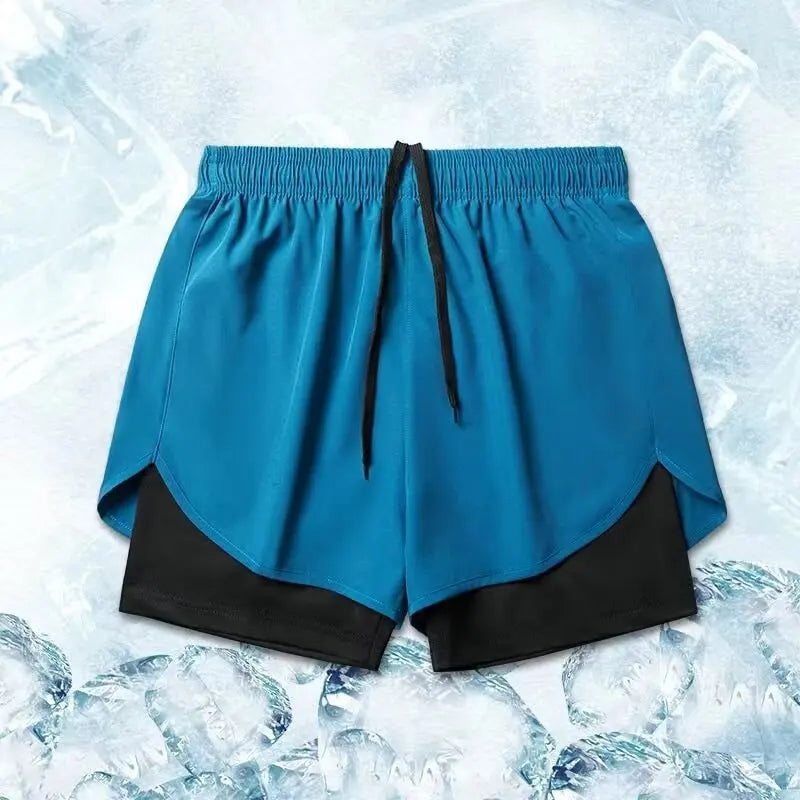 2026New Men Running Shorts Gym Sports Shorts 2 In 1 Quick Dry Workout Training Gym Fitness Jogging Short Pants Summer Men Shorts