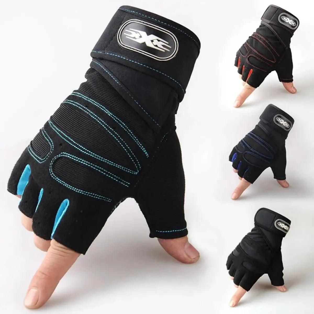 1Pair Gym Gloves for Fitness Weight Lifting Wristband Gloves Body Building Training Sports Exercise Cycling Glove