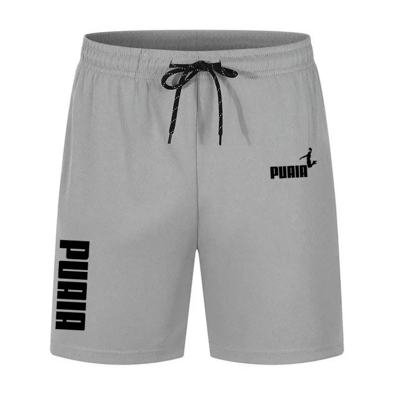 2026 Summer Men's Shorts New Polyester Breathable Elastic Pull Rope Basketball Running Casual Sports Shorts