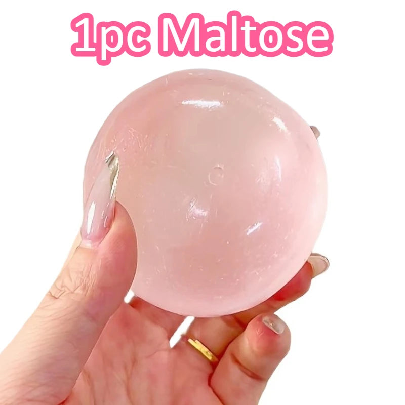 Blue Maltose Squishy Toy, Cute Mochi Anti Stress Fidget, Soft Simulated Transparent Ball Quick Rebound Decompression Toy