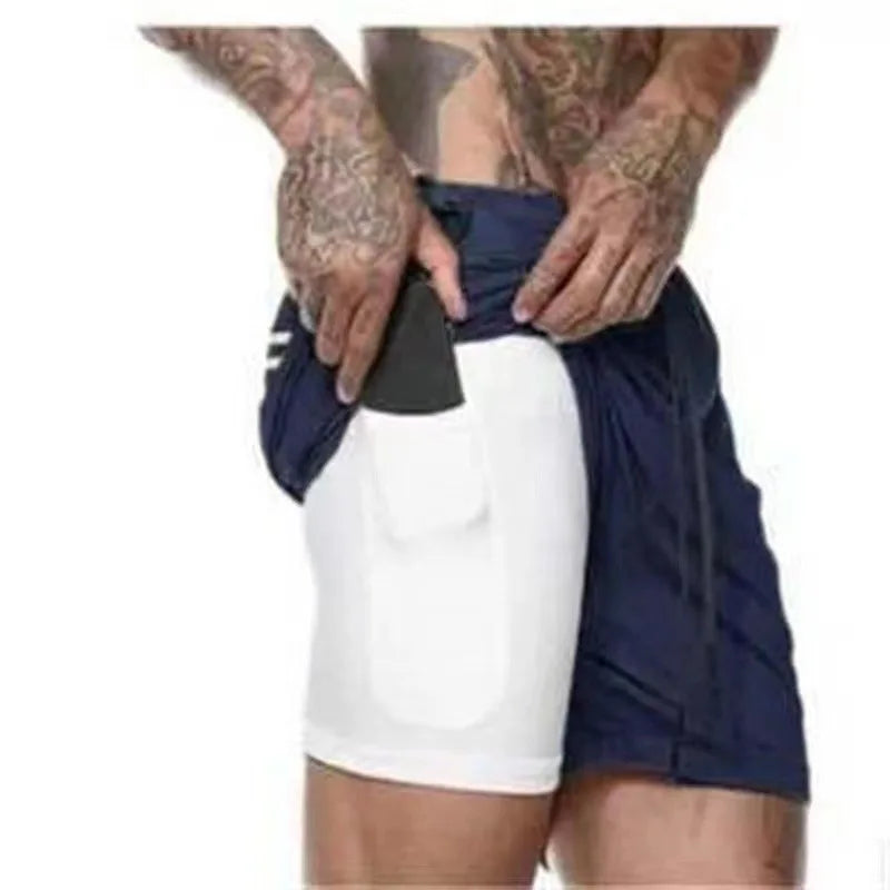 2026New Men Running Shorts Gym Sports Shorts 2 In 1 Quick Dry Workout Training Gym Fitness Jogging Short Pants Summer Men Shorts
