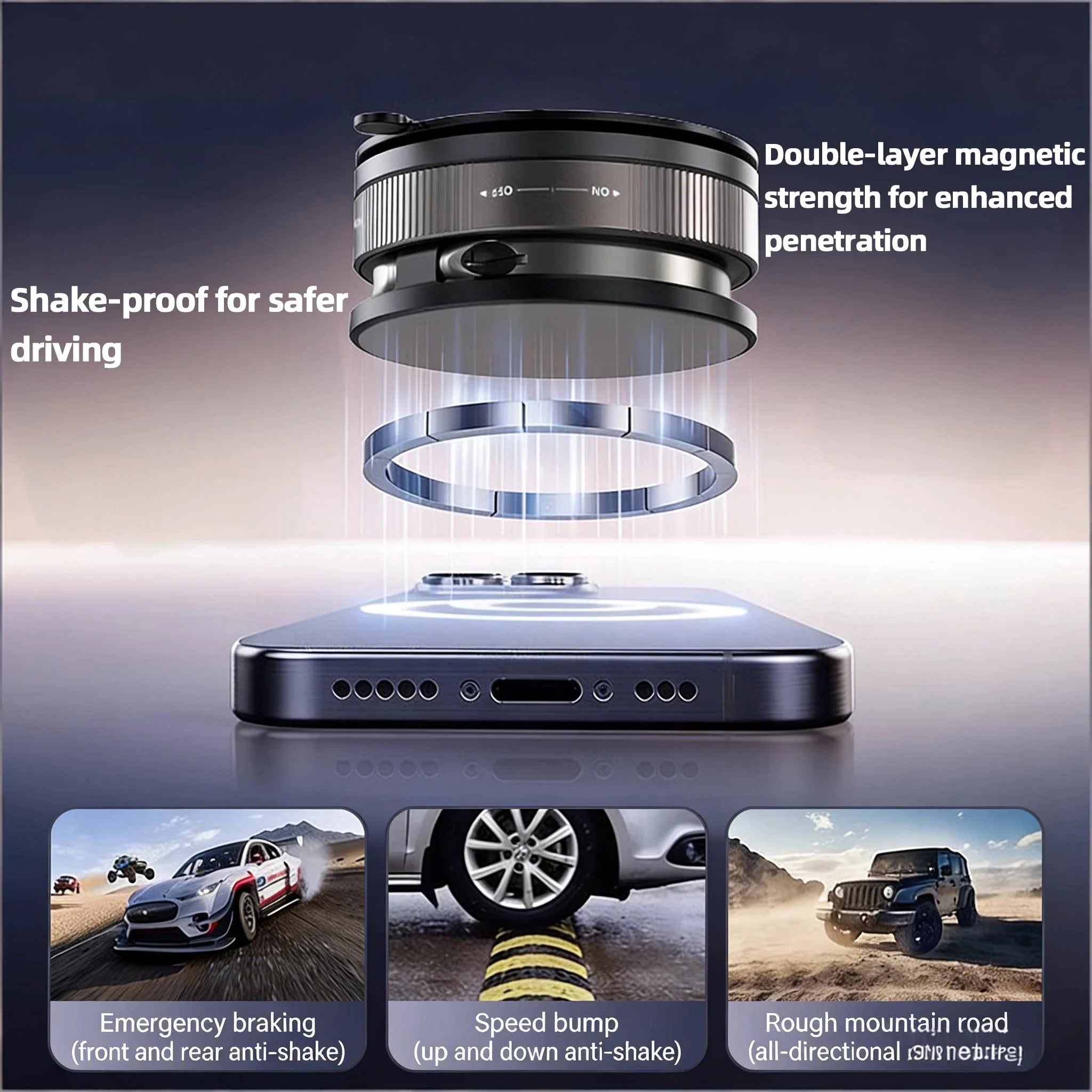 360° Rotatable Magnetic Phone Holder for car Foldable & Adjustable Magnetic Car Mount ,Suction Cup Phone Holder for Car/Mirror