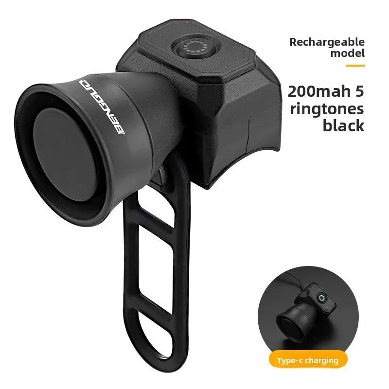 Bicycle Horn Mountain Bike Mini USB Charging Waterproof Electronic Bike Bell Riding Equipment Children's Scooter Accessories