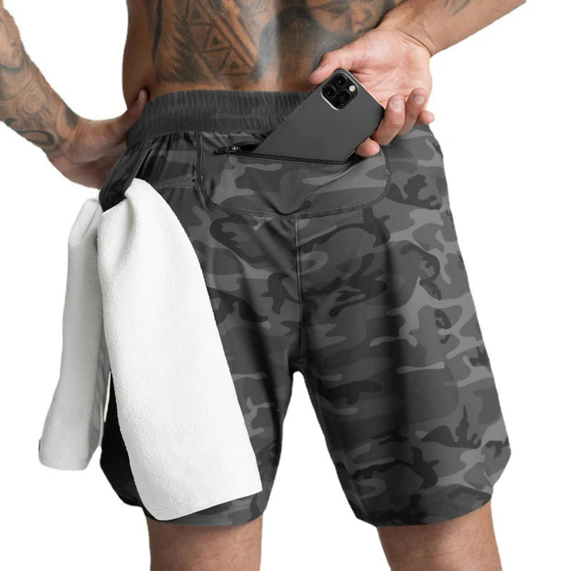 2024  Men's Running Shorts Single-Layer Woven Quick Dry Gym Solid Color Fitness Sports Casual Workout Sportswear Fifth Pants New