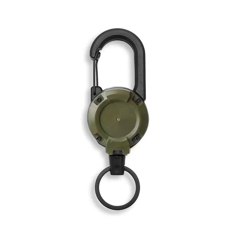 1/5Pcs Retractable Heavy Duty Carabiner Keychain Steel Wire Rope Spring Buckle Pull Reel Anti-theft Outdoor Sporty Key Ring Tool
