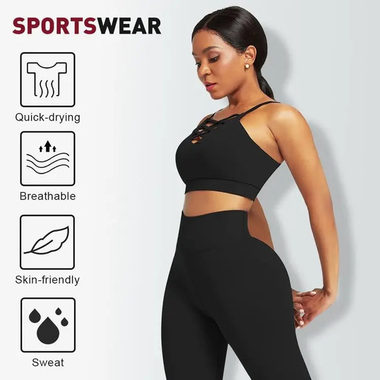 3 Pieces Women's Yoga Fitness Set - Gym Workout Long Sleeve Cropped Hoodie Active Wear Sport Tracksuit