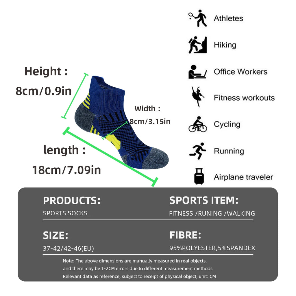 3/9 Pairs Non-Slip Sports Socks for Men & Women Thickened Towel Bottom Professional Running Fitness Training Basketball Socks