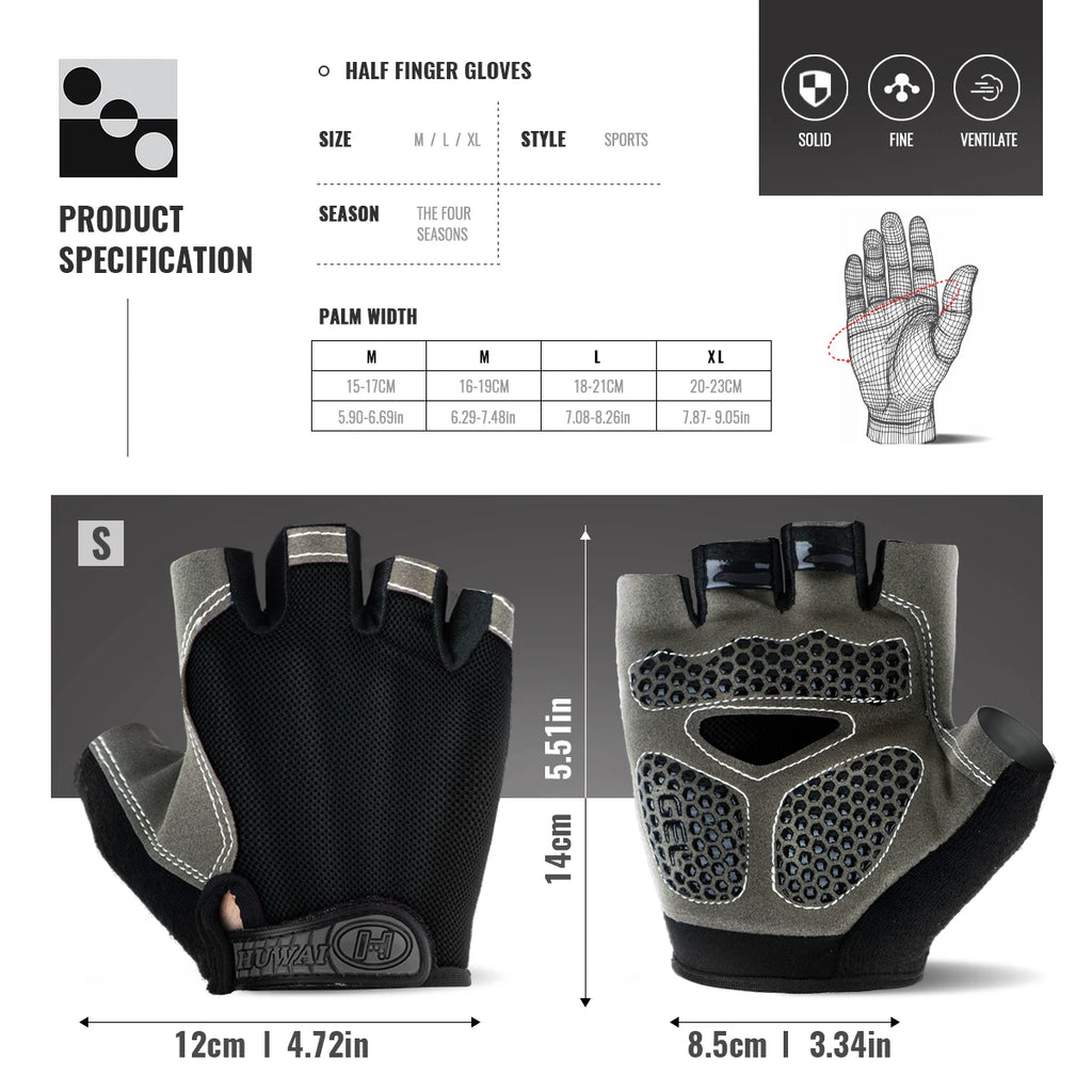 1 Pair Anti-Slip Cycling Gloves Breathable Half Fingerless Gloves Mtb Gloves Sunscreen Elastic Outdoor Sport Bicycle Gloves