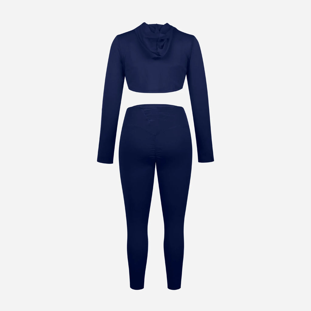 3 Pieces Women's Yoga Fitness Set - Gym Workout Long Sleeve Cropped Hoodie Active Wear Sport Tracksuit