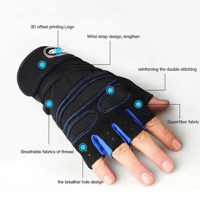 1Pair Gym Gloves for Fitness Weight Lifting Wristband Gloves Body Building Training Sports Exercise Cycling Glove