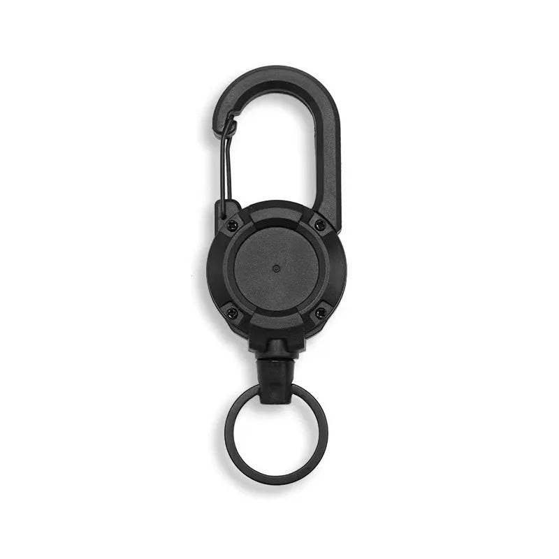 1/5Pcs Retractable Heavy Duty Carabiner Keychain Steel Wire Rope Spring Buckle Pull Reel Anti-theft Outdoor Sporty Key Ring Tool