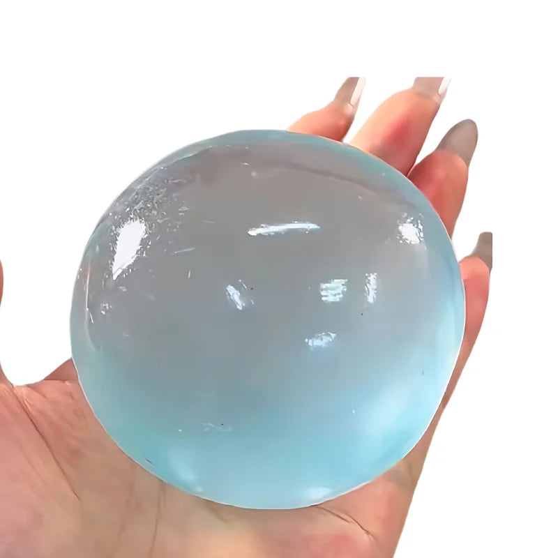 Blue Maltose Squishy Toy, Cute Mochi Anti Stress Fidget, Soft Simulated Transparent Ball Quick Rebound Decompression Toy