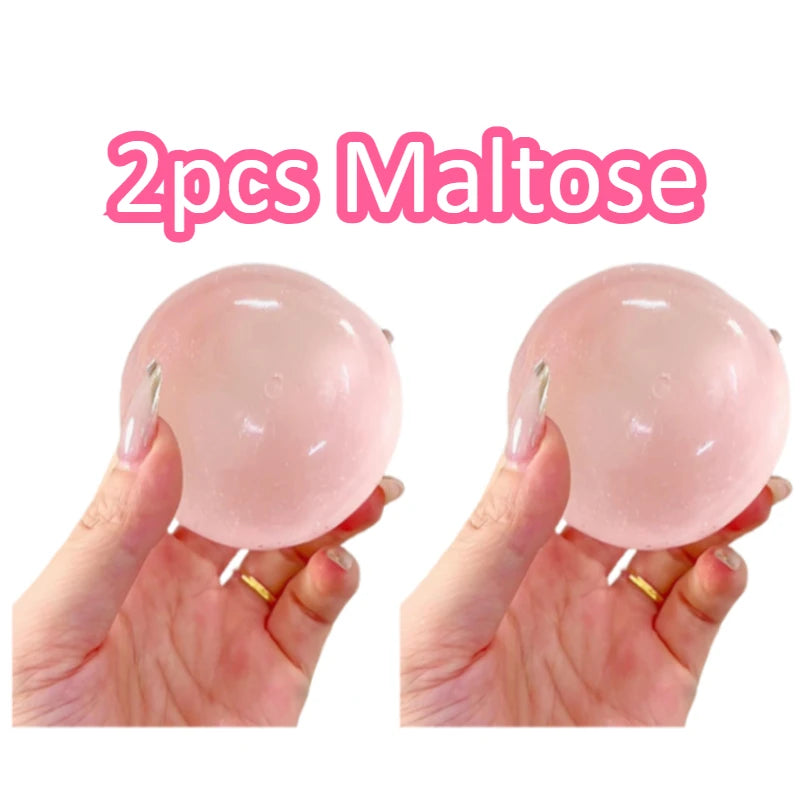 Blue Maltose Squishy Toy, Cute Mochi Anti Stress Fidget, Soft Simulated Transparent Ball Quick Rebound Decompression Toy