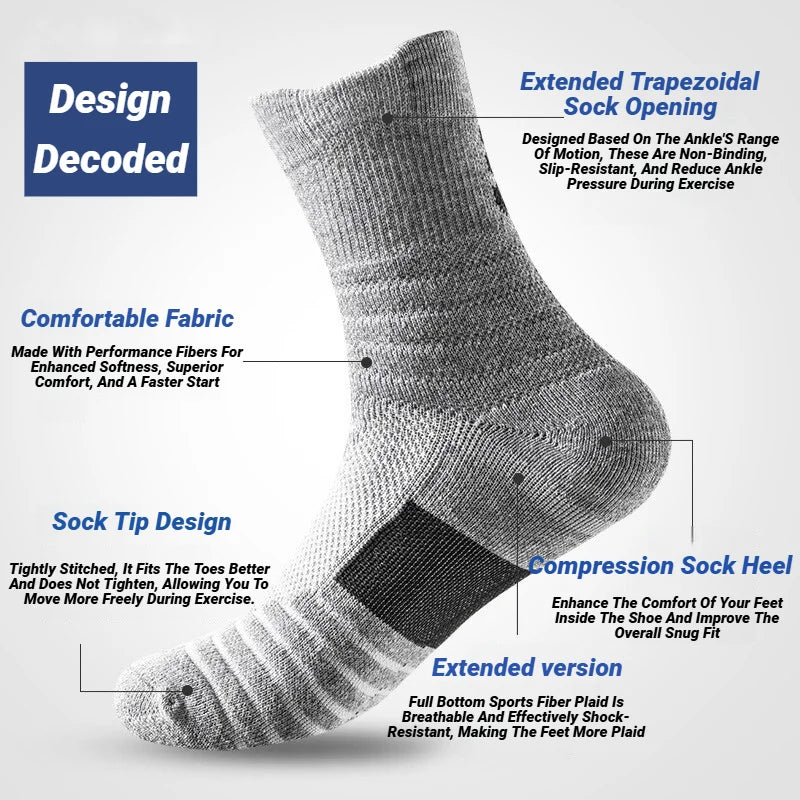 3 Pairs Anti-Slip Football Socks Men Sock Short Long Tube Soccer Basketball Sport Breathable Deodorous 39-45 Running Hiking