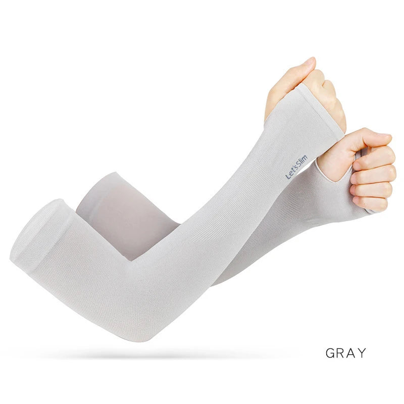 Anti-UV Arm Covers for Men Women Cycling Fingerless Gloves Summer Sport Ice Silk Cool Scarf Silk Elastic Arm Covers Driving
