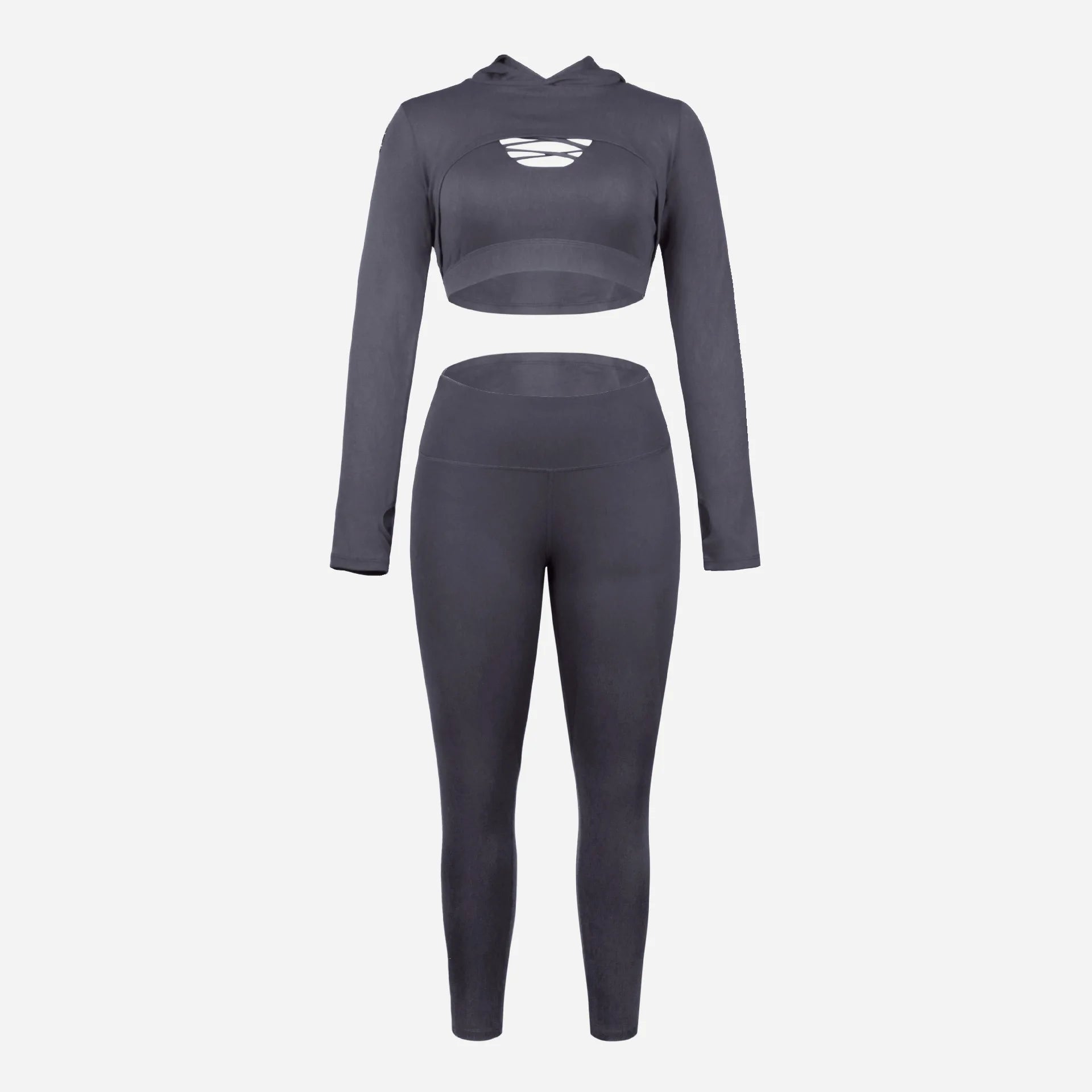 3 Pieces Women's Yoga Fitness Set - Gym Workout Long Sleeve Cropped Hoodie Active Wear Sport Tracksuit