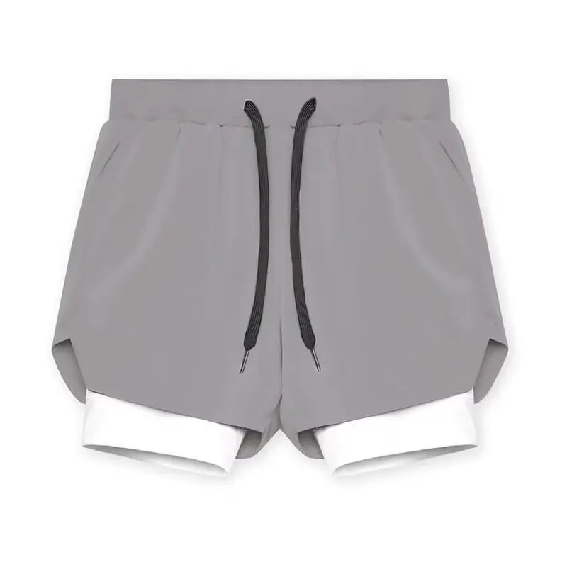 2026New Men Running Shorts Gym Sports Shorts 2 In 1 Quick Dry Workout Training Gym Fitness Jogging Short Pants Summer Men Shorts