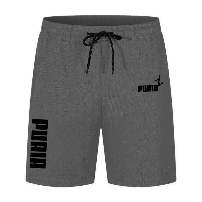 2026 Summer Men's Shorts New Polyester Breathable Elastic Pull Rope Basketball Running Casual Sports Shorts